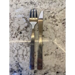 American Airlines Stainless Airplane 2 pc Fork Knife Vintage Silverware Flatware